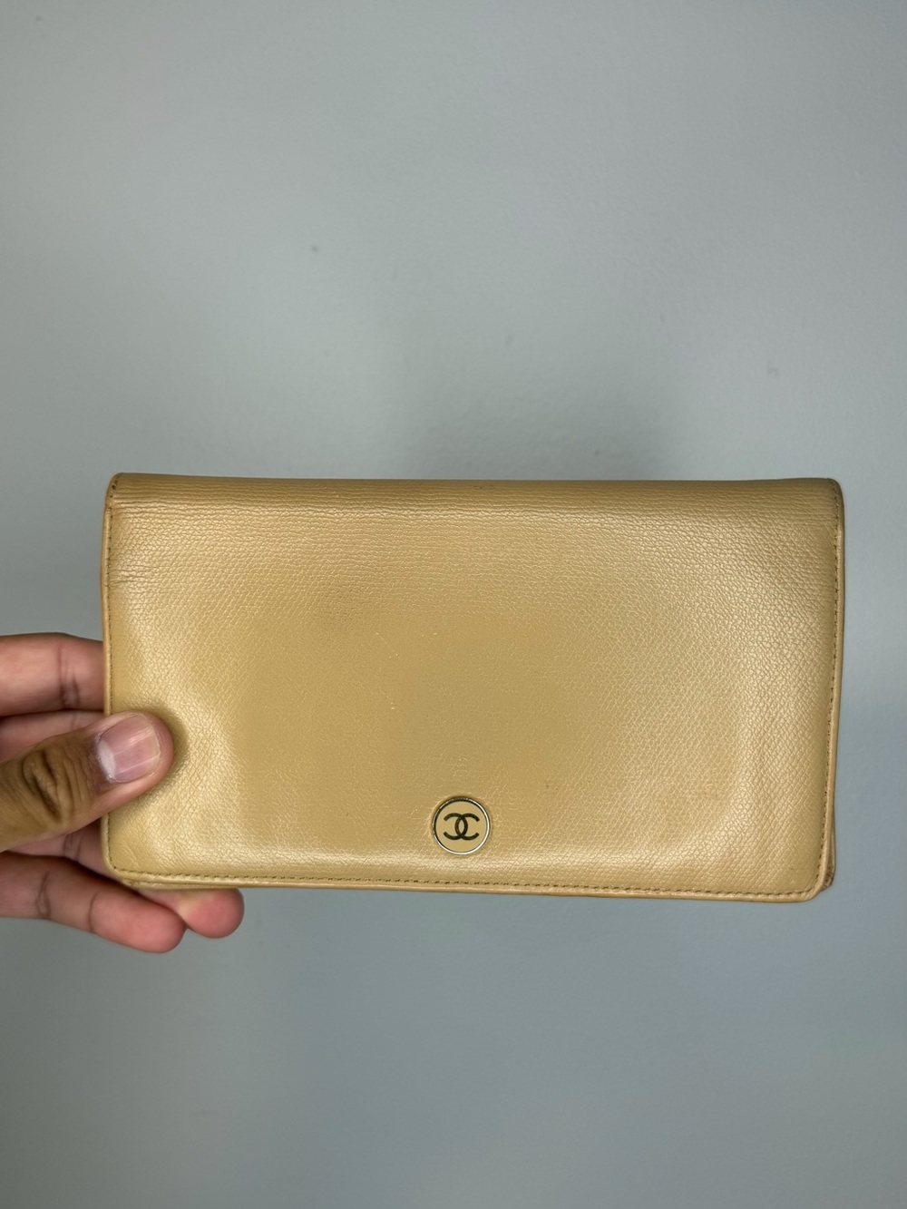 CHANEL Tan Leather Clutch Bag